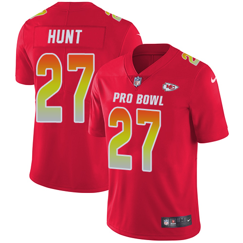 Nike Chiefs #27 Kareem Hunt Red Men's Stitched NFL Limited AFC 2018 Pro Bowl Jersey - Click Image to Close